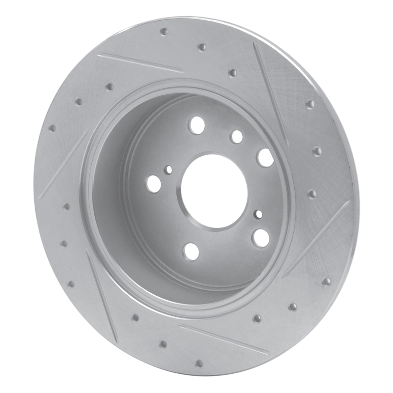 Lexus RX300 Brake Rotor (1) - Rear Left - R1 Concepts - Drilled & Slotted - Silver - `99-`03